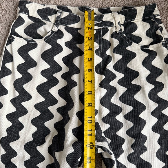 Cider Black and White Zigzag Pattern Denim Pants S - Picture 7 of 12